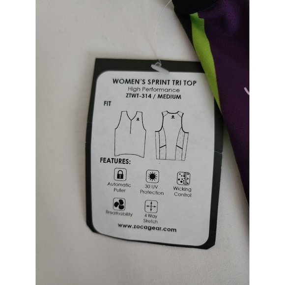 Zoca Women's High Performance Running Cycling Sprint TRI Top Pink Sz Medium NWT - Picture 5 of 7